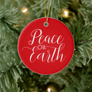 Weltfrieden Bible Verse Rot und Weiß Weihnachten Keramik Ornament