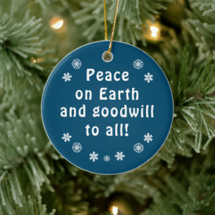 Weltfrieden Blue Snowflake Keramik Ornament