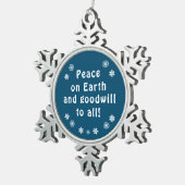 Weltfrieden Blue Snowflake Schneeflocken Zinn-Ornament (Rechts)