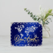 Weltfrieden Blue und Diamonds Folien Feiertagspostkarte (Stehend vorne)