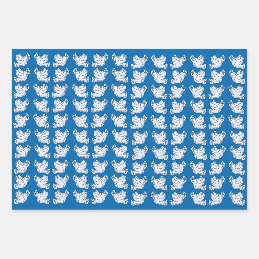 Weltfrieden Blue White Dove Muster Weihnachten Geschenkpapier Set (Vorderseite 2)