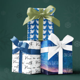 Weltfrieden Blue White Dove Muster Weihnachten Geschenkpapier Set