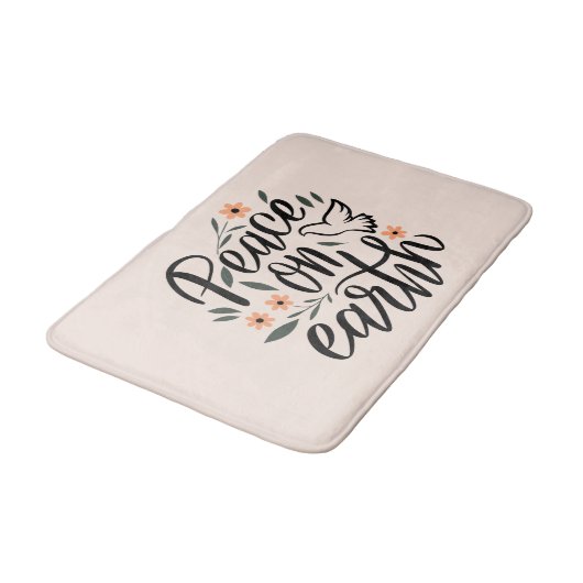 Weltfrieden Blumendesign Badematte (Schrägansicht)