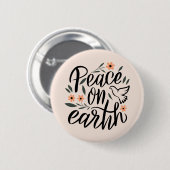 Weltfrieden Blumendesign Button (Vorne & Hinten)
