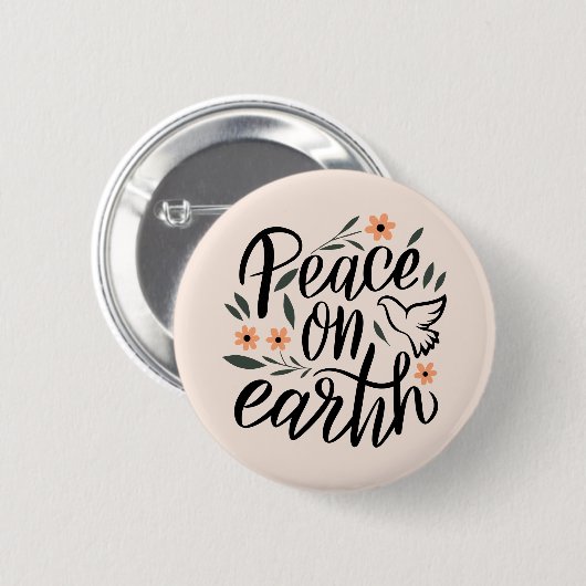Weltfrieden Blumendesign Button (Vorne & Hinten)