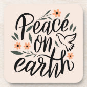 Weltfrieden Blumendesign Getränkeuntersetzer (Vorderseite)