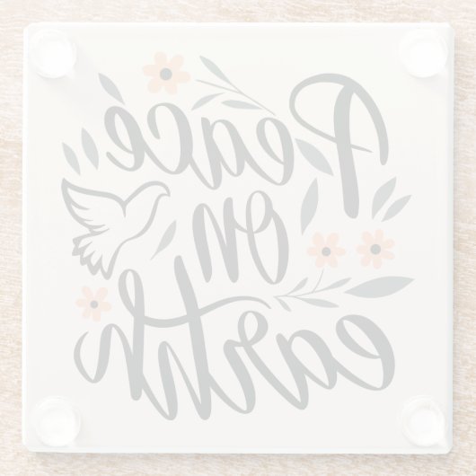 Weltfrieden Blumendesign Glasuntersetzer (Rückseite)