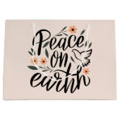 Weltfrieden Blumendesign Große Geschenktüte (Vorderseite)