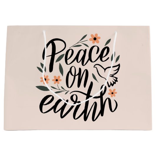 Weltfrieden Blumendesign Große Geschenktüte (Vorderseite)