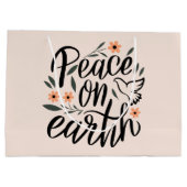 Weltfrieden Blumendesign Große Geschenktüte (Rückseite)