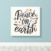 Weltfrieden Blumendesign Leinwanddruck (Insitu (Holzboden))