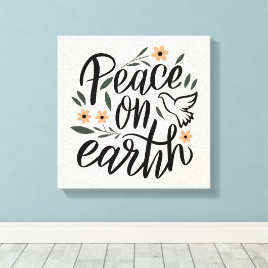 Weltfrieden Blumendesign Leinwanddruck (Insitu (Holzboden))