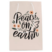 Weltfrieden Blumendesign Mittlere Geschenktüte (Vorderseite)
