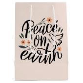 Weltfrieden Blumendesign Mittlere Geschenktüte (Rückseite)