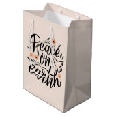 Weltfrieden Blumendesign Mittlere Geschenktüte (Rückseite Schrägansicht)