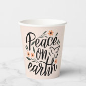 Weltfrieden Blumendesign Pappbecher (Vorderseite)