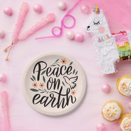 Weltfrieden Blumendesign Pappteller (Party)