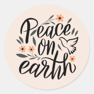 Weltfrieden Blumendesign Runder Aufkleber
