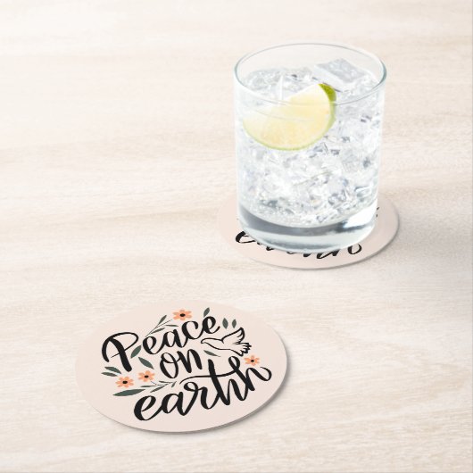 Weltfrieden Blumendesign Runder Pappuntersetzer (Vor Ort)