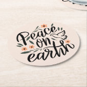 Weltfrieden Blumendesign Runder Pappuntersetzer (Angewinkelt)