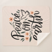 Weltfrieden Blumendesign Sherpadecke (Vorderseite (Horizontal))