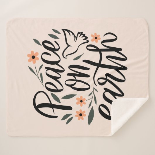 Weltfrieden Blumendesign Sherpadecke (Vorderseite (Horizontal))