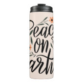 Weltfrieden Blumendesign Thermosbecher (Vorderseite)