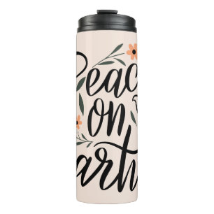 Weltfrieden Blumendesign Thermosbecher