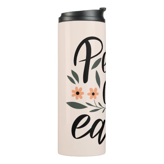 Weltfrieden Blumendesign Thermosbecher (Nach links gedreht)