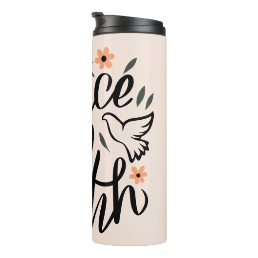 Weltfrieden Blumendesign Thermosbecher (Nach rechts gedreht)