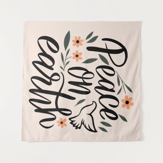 Weltfrieden Blumendesign Wandteppich (Vorderseite (Horizontal))