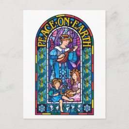 Weltfrieden Buntglas Weihnachtspostkarte Feiertagspostkarte
