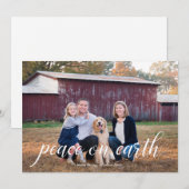 Weltfrieden Calligraphy Holiday Foto Card Feiertagskarte (Vorne/Hinten)