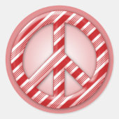 Weltfrieden Candy Cane Runder Aufkleber (Vorderseite)