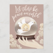 Weltfrieden Christliche Krippe Schneeglobe Postkarte (Vorderseite)