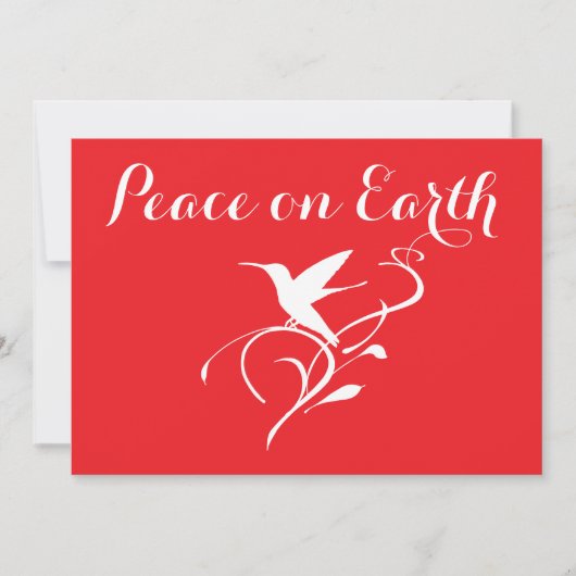 Weltfrieden Christmas Hummingbird Modern Red Feiertagskarte (Vorderseite)