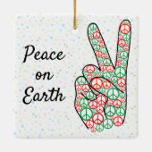Weltfrieden Christmas Peace Sign Keramikornament (Rückseite)