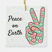 Weltfrieden Christmas Peace Sign Keramikornament (Vorderseite)