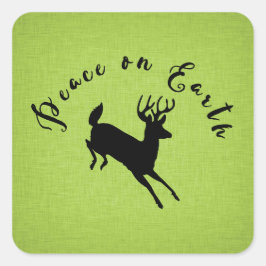 Weltfrieden Deer Green Linen Holiday Sticker