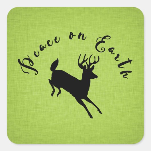 Weltfrieden Deer Green Linen Holiday Sticker (Vorderseite)