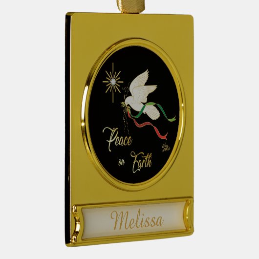 Weltfrieden der weißen Taube Banner-Ornament Gold (Rechts)