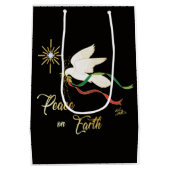 Weltfrieden der weißen Taube Mittlere Geschenktüte (Rückseite)