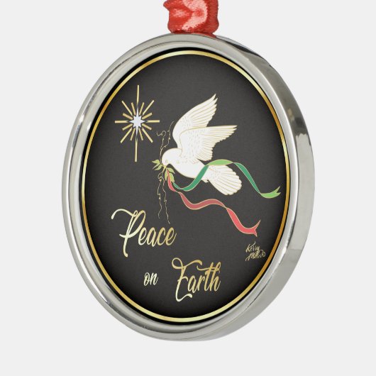 Weltfrieden der weißen Taube Ornament Aus Metall (Links)