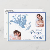 Weltfrieden Dove Christmas Foto Blue Feiertagspostkarte (Vorne/Hinten)
