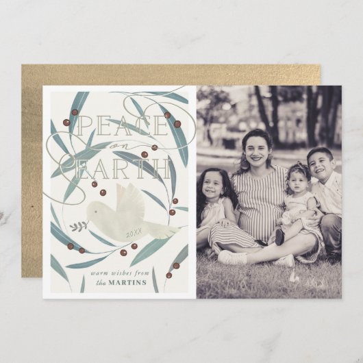 Weltfrieden Dove Cream Foto Weihnachtskarte Einladung (Vorne/Hinten)