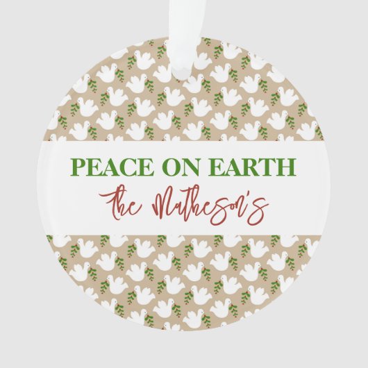 Weltfrieden Dove Muster NAME Frohe Weihnachten Ornament (Vorderseite)