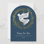 Weltfrieden Dove Peace Sign Wreath Holiday Card Einladung (Vorderseite)