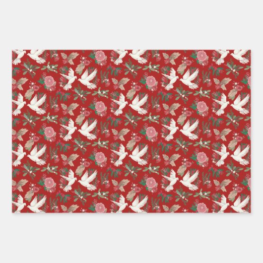 Weltfrieden Doves Blumenmuster Geschenkpapier Set (Vorderseite)
