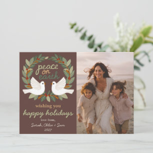 Weltfrieden Doves Christmas CUSTOM 3 FOTO Feiertagskarte