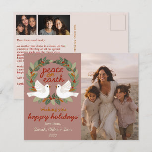 Weltfrieden Doves Christmas CUSTOM 3 FOTO Feiertagspostkarte